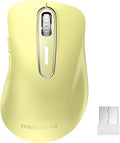 memzuoix 2.4G Wireless Mouse, 1400 DPI Computer Mice USB Receiver, Portable Wireless USB Mouse Battery Powered Cordless Mice for Laptop, PC, Desktop, 5 Buttons (Light Yellow)