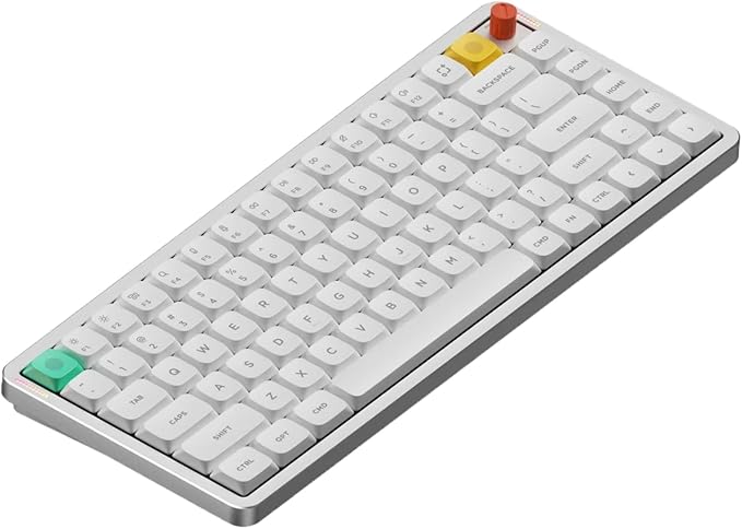 nuphy Air75 V3 Hot Swappable Wireless Mechanical Keyboard, 84 Keys 75% Custom Low Profile Keyboard with Knob, RGB Backlit, Gasket Mounted, Support Bluetooth/2.4GHz/USB-C,White-Blush Nano