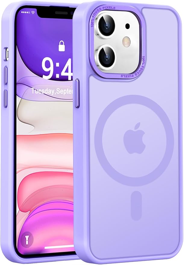 Newfuture Designed for iPhone 11 Case with Strong Magnetic [13 FT Military Drop Protection] [Compatible with Magsafe] Slim Translucent Matte Shockproof with Anti-Fingerprint Phone Case, Lilac Purple