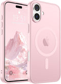 SUPFINE Magnetic for iPhone 16 Plus Case (Compatible with MagSafe) (Military Grade Drop Protection) Translucent Matte Shockproof Phone Cover,Light Pink