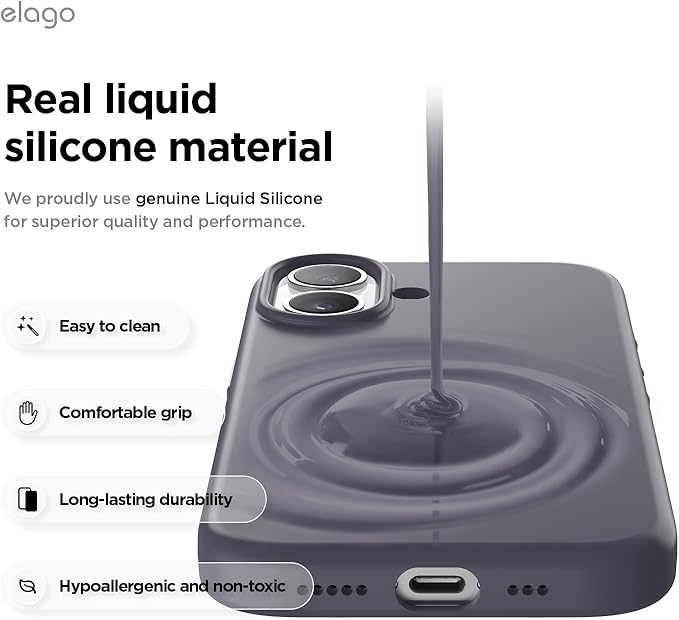elago for iPhone 17 Case, Premium Magnetic Silicone Case, Compatible with MagSafe, Liquid Silicone Material, Protective Cover, Shockproof, Slim Phone, 6.3 inch (Deep Lavender)