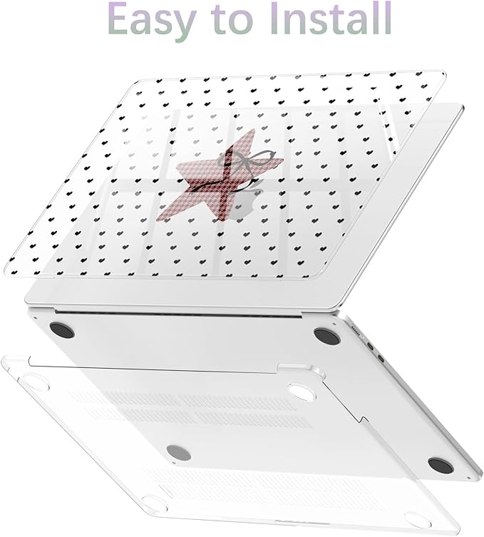 Compatible with MacBook Pro 14 inch Case M5 M4 M3 M2 M1 Pro/Max 2026-2021 A3427 A3426 A3434 A3112 A3185 A3401 A2918 A2992 A2779 A2442, Cute Love Heart Star Bow Hard Shell Clear Cover