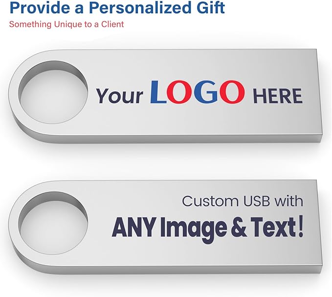 Customizable Flash Drives 128MB, Wooolken Personalized USB 2.0 Thumb Drives 10/20/50/100 Pack, Logo Pendrive Custom Memory Stick USB Engraved Logo (Metal)