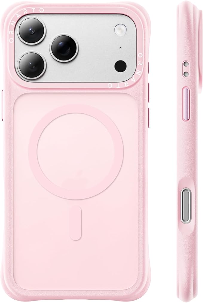 ORNARTO Magnetic for iPhone 17 Pro Max Case, 20FT Military-Grade Drop Protection, Compatible with MagSafe, Slim Shockproof Translucent Matte Phone Case for iPhone 17 Pro Max 6.9", Chalk Pink
