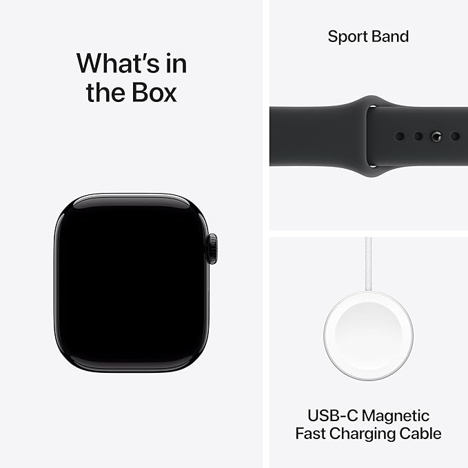 Apple Watch Series 11 [GPS 42mm] Smartwatch with Jet Black Aluminium Case with Black Sport Band - S/M. Sleep Score, Fitness Tracker, Health Monitoring with AppleCare+ (2 Years)