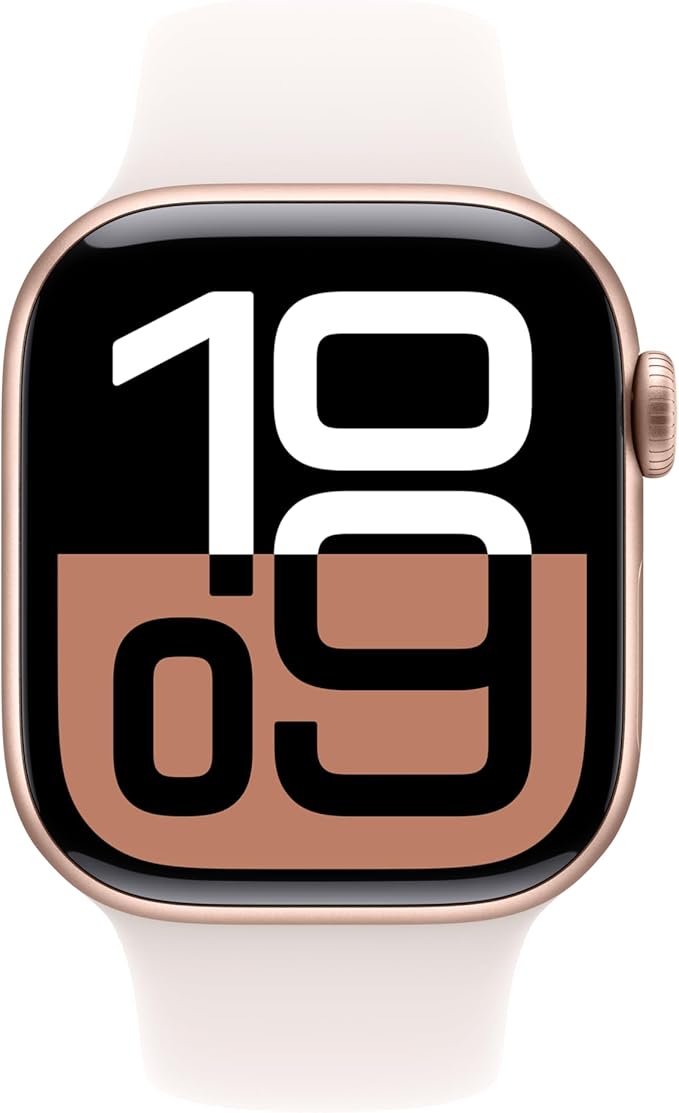 Apple Watch Series 10 [GPS 42mm] with Rose Gold Aluminium Case with Light Blush Sport Band - S/M. Fitness Tracker, ECG App, Always-On Retina Display, Water Resistant with AppleCare+ (2-years)