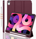 iMieet iPad Air 11 Inch Case M4/M3/M2(2026/2025/2024), iPad Air 5th/4th Generation Case 2022/2020 10.9 Inch with Pencil Holder,Trifold Stand Smart Case with Soft TPU Back(Wine)