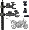 Motorcycle Bike Handlebar Clamp Mount with 47.3" Invisible Selfie Stick Compatible for Insta360 ONE X5 X4 X3 X2 X RS R Go 2 3 and Go Pro Max Action Camera
