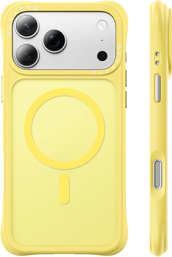 ORNARTO Magnetic for iPhone 17 Pro Max Case, 20FT Military-Grade Drop Protection, Compatible with MagSafe, Slim Shockproof Translucent Matte Phone Case for iPhone 17 Pro Max 6.9", Light Yellow
