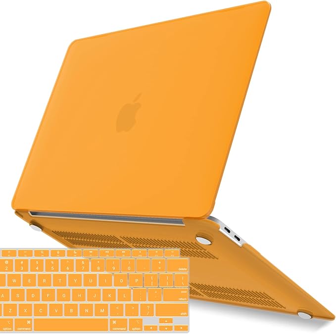 IBENZER Compatible with New MacBook Air 13 inch Case 2022 2021 2020 M1 A2337 A2179 A1932, Plastic Hard Shell Case with Keyboard Cover for Mac Retina Display with Touch ID, Marigold, MAT13-MAGD+1