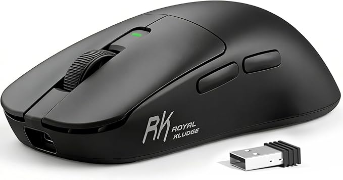RK ROYAL KLUDGE RK MO3 Wireless Gaming Mouse, 48g Lightweight Computer Mouse, Bluetooth/2.4G/Wired Rechargeable PC Game Mice with Programmable Buttons, 6000 DPI, PAW3809 Sensor for Laptop/Mac, Black