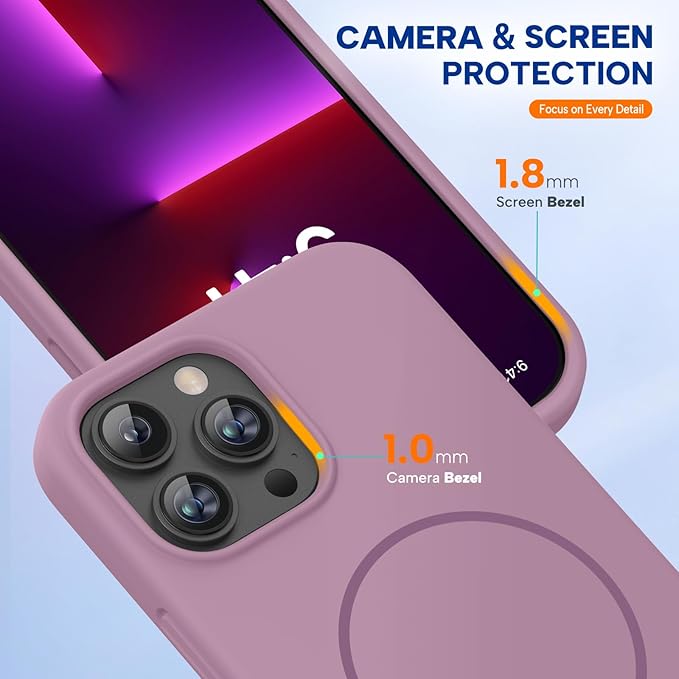 Miracase Magnetic for iPhone 13 Pro Max Case, [Soft Anti-Scratch Microfiber Lining], Magnetic for MagSafe, Liquid Silicone Shockproof Drop Protection Phone Case for 13 Pro Max, Blackcurrant