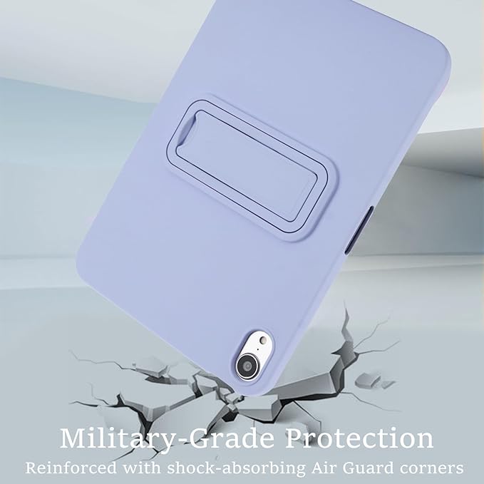 Case for iPad mini 7th & 6th Gen with Kickstand, Soft TPU + Hard PC Ultimate Delicate Touch Feeling Shockproof Protective Back Cover for iPad mini 7th 6th Women Men, Lightpurple