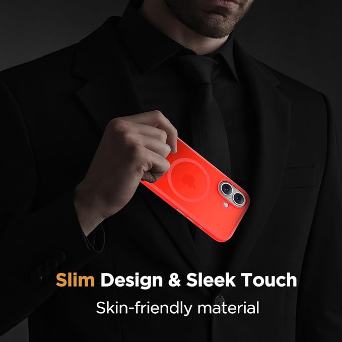 Miracase Magnetic for iPhone 17 Case (Compatible with MagSafe) with Screen Protector Military-Grade Protection, Anti-Fingerprint Translucent Matte Phone Cover for iPhone 17 6.3 inch, Red