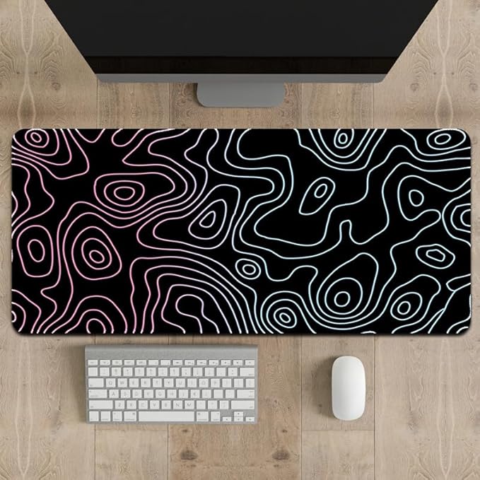 Rcege Large Mouse Pad for Desk - Gaming Mouse Pad with Stitched Edges, Anti-Slip Base for Keyboard and Mouse(Dazzle Black, 31.5L x 15.8W inches)