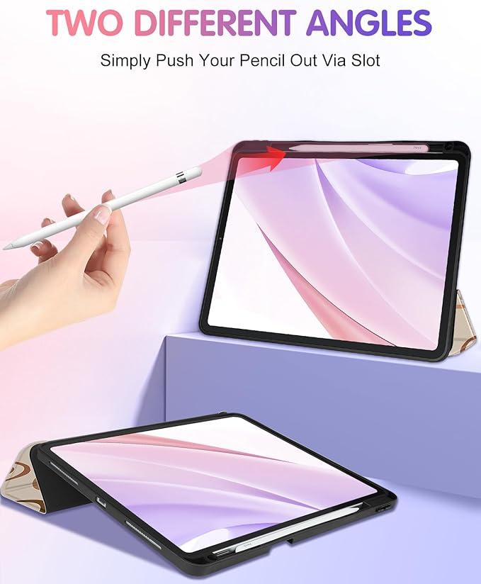 Uppuppy for iPad Air 11 inch Case, Air 5th/4th Generation 10.9, Pro 11'' (4th/3rd/2nd/1st Gen) Case Girls Cute Women Pencil Holder Smile Design Girly Folio Cover for iPad Air 11 2024/2025 (M2/M3)