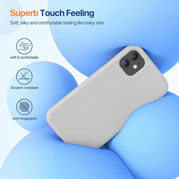 Miracase Designed for iPhone 11 Phone Case, with Screen Protector, Liquid Silicone Gel Rubber Full Body Drop Protection Shockproof Cover Phone Case for iPhone 11 6.1 inch, Moonlight White