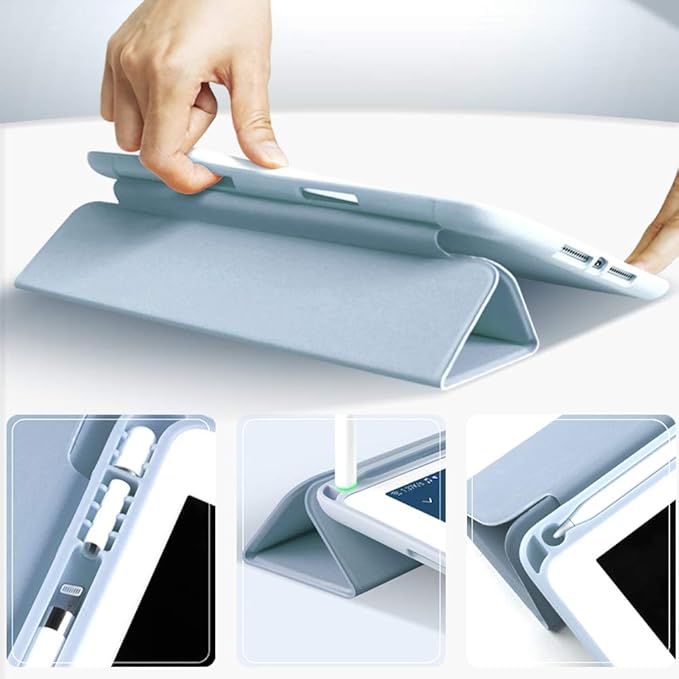 Aoub Case for iPad 9.7 inch 6th/5th Generation Case 2018/2017 with Pencil Holder, Thin Lightweight Smart Stand Cover, Auto Wake/Sleep, Model A1822/A1823/A1893/A1954, Sky Blue