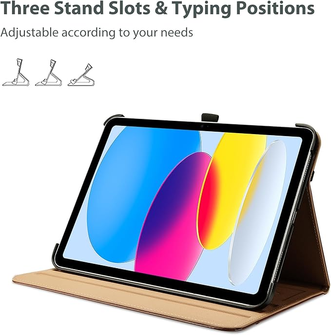 ProCase for iPad A16 11th Generation 11 Inch 2025/iPad 10th Generation Case 10.9 Inch 2022, iPad 11/10 PU Leather Case Business Stand Cover Smart Folio with Hand Strap Front Pocket Pen Loop -Brown