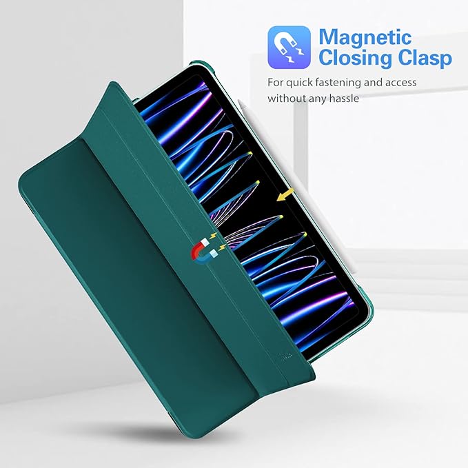 ProCase for iPad Pro 11 Inch Case 2022/2021/2020/2018(4th/3rd/2nd/1st Generation), iPad Pro 11" Slim Stand Hard Back Cover Shell Smart Folio Compatible with Pencil/Support Auto Wake/Sleep -Emerald