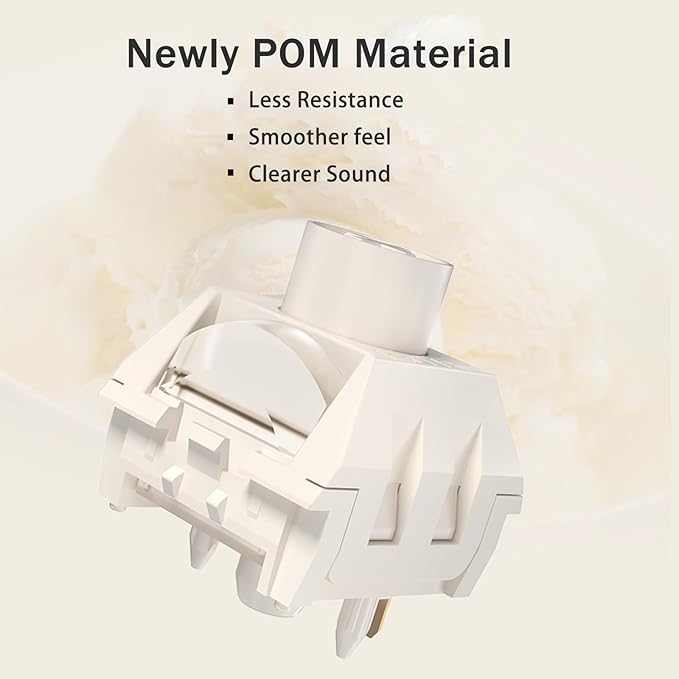 Zjmehty Kailh Box Ice Cream PRO MAX Switches for Mechanical Keyboard,5-pin Linear/45gf/Pre lubed/upgrated POM Material/Stronger Reboud Switches(Ice Cream PRO,108pcs)