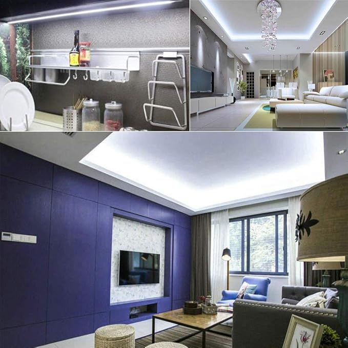 SUYOOULIN LED Strip Lights, SMD 2835 LED Strip, DC12V 1200LEDs 16.4Ft 26000LM High Density LED Light Strips Non-Waterproof IP21, 3 Times Brightness Than SMD3528 LED, Cool White 6500K