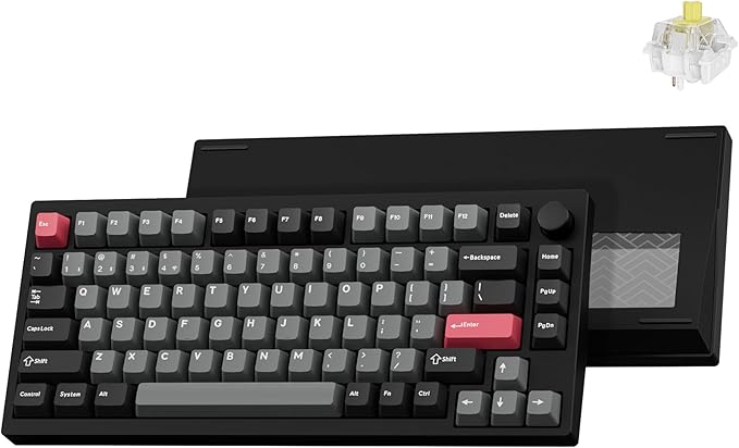 LEMOKEY P1 Pro Wireless Custom Mechanical Keyboard, Full Aluminum 2.4 GHz Bluetooth RGB Backlit 75% Layout with Hot-swappable KEYCHRON Super Banana Switch Compatible with Mac Windows Linux