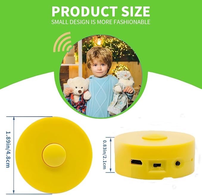 16 Minutes Voice Recorder, Record Custom Message for Crafts, Stuffed Bear, Baby Doll, and Pillow (2Pack + Yellow)