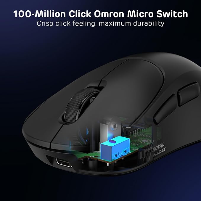 RK ROYAL KLUDGE MG5 8K Wireless Gaming Mouse, 42K DPI PAW3950 Sensor, 56g Lightweight Ergonomic Mouse, Dual 8000Hz Polling Rate, Tri-Mode 2.4G/BT/USB-C, Programmable Web Drive for PC Win/Mac