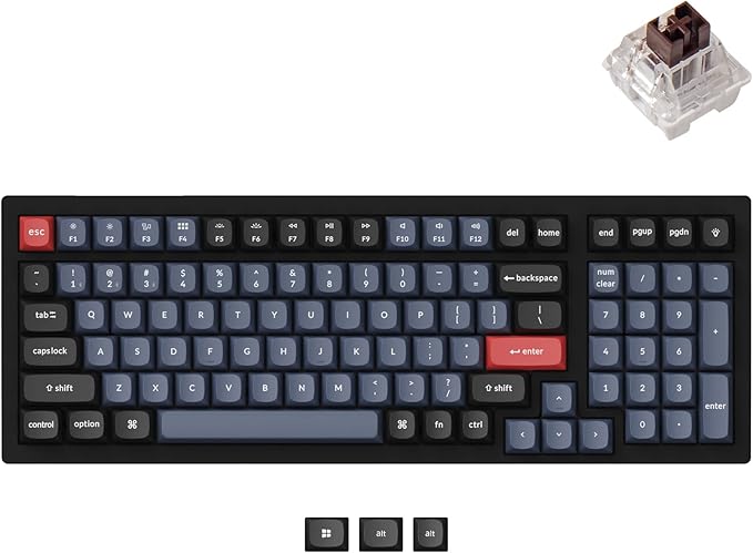 Keychron K4 Pro Custom Wireless Mechanical Keyboard, 100 Keys Hot-swappable QMK/VIA Programmable Macro with K Pro Brown Switch RGB Backlit Compatible with Mac Windows Linux - Black