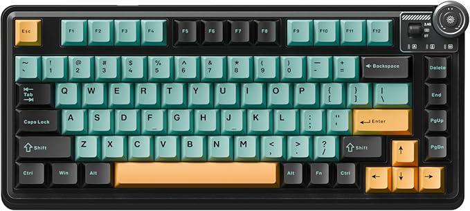 Aula AU75 Wireless Mechanical Keyboard, Hot Swap Gasket Gaming Keyboard with Knob, BT/2.4G/Wired Custom Keyboard, 4000mAh Battery, 75% Five-Layer Padding PBT Keycaps, RGB Side-Strip for Win/Mac/PC