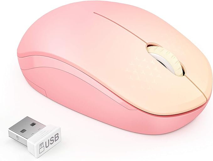 seenda Wireless Mouse, 2.4G Noiseless Mouse with USB Receiver Portable Computer Mice for PC, Tablet, Laptop, Notebook with Windows System - Gradient Pink
