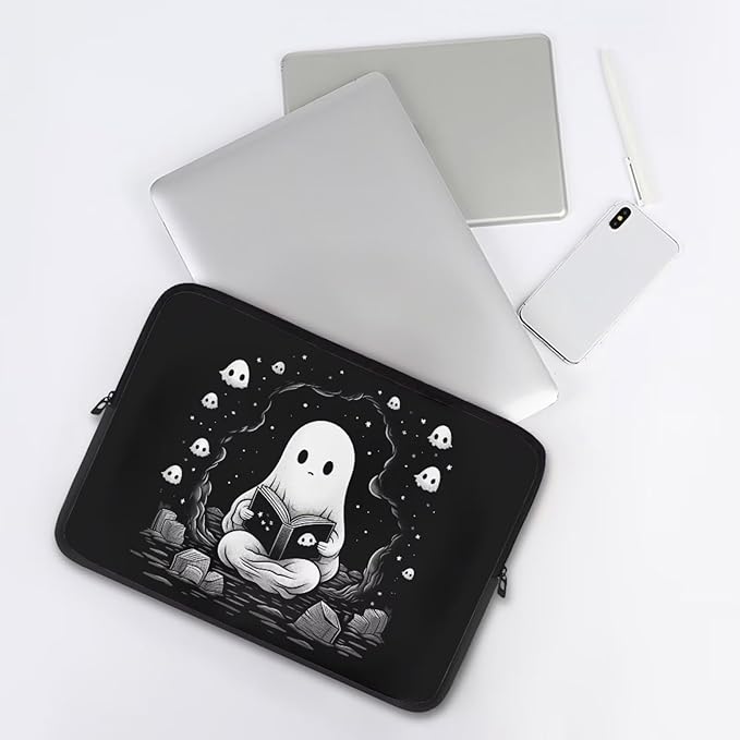 Cute Ghost Laptop Sleeve Case for Women Men 13 inch Laptop Protector with Multiple Uses Portable Computer Sleeve Kawaii Tablet Bag Laptop Carrying Case Gifts for Girls