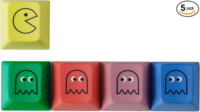 Cherry Proifile Pacman Five Dye PAC PBT Key caps Custom Sublimation keycaps for MX Mechanical Gaming Keyboard (Cherry Pacman 5 Keys)