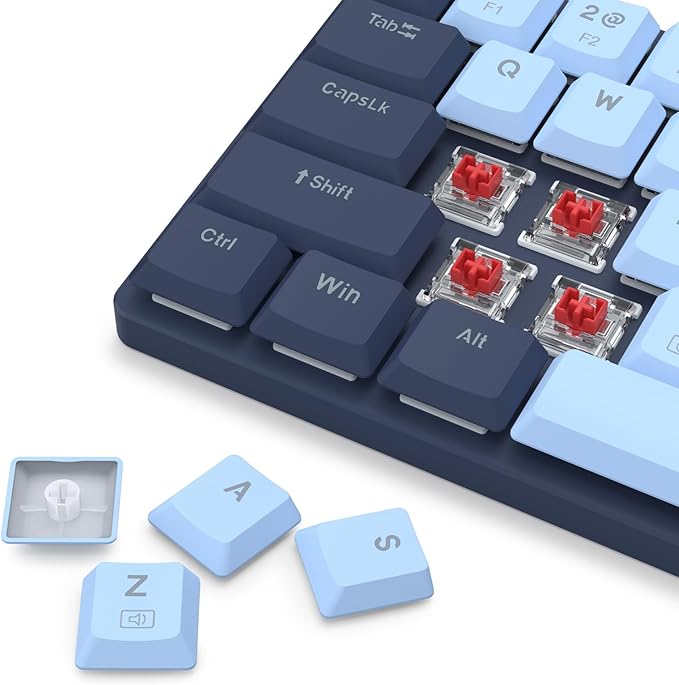 Redragon BS8773 Wireless Keyboard and Mouse Combo, 78 Keys 2.4Ghz Wireless Low-Profile Mechanical Red Switch Keyboard w/Slim Compact Design & Single Blue Backlit, Comfort Grip 2400 DPI Max Mouse