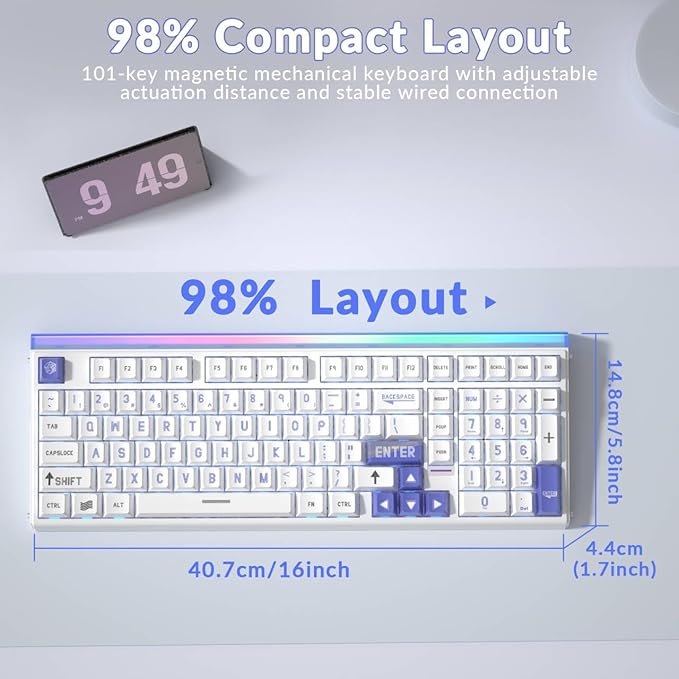 AULA Hero 99 Wired Gaming Keyboard, Hall Effect Keyboard with Rapid Trigger Mode, Hot Swappable Magnetic Switch Keyboard with Number Pad, Web Driver,RGB Backlit Mechanical Keyboard for Office PC Gamer