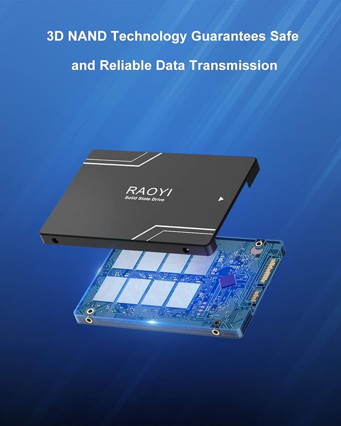 RAOYI 512GB Internal SSD SATA III 6Gb/s 2.5” Solid State Drive 3D NAND Flash Advanced SSD Hard Drive Up to 550MB/s SATA 3 SSD Upgrade Performance for PC Laptop