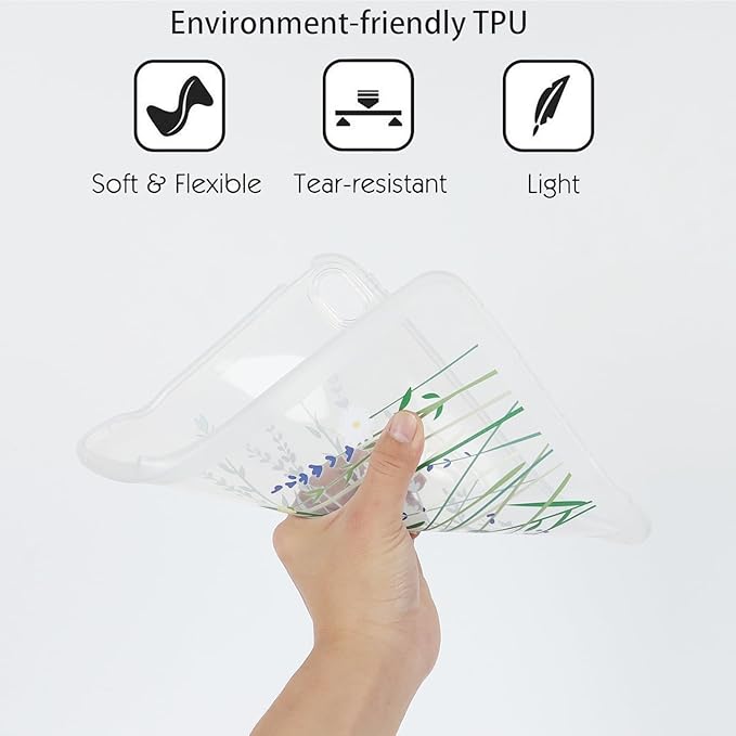 for iPad Pro 12.9 inch Case 6th/5th/4th/3rd Generation (2022/2021/2020/2018) Frosted Translucent Clear Slim Lightweight Protective Cover Soft TPU Back Shockproof Silicone Shell, White Flower