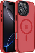 Strong Magnetic for iPhone 16 Pro Max case [10Ft Military-Grade Protection] Compatible with fit MagSafe Shockproof Slim Thin Cover case for iPhone 16 Pro Max 6.9 inch, Red
