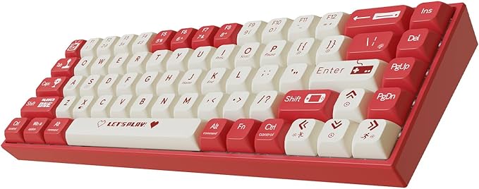 AK680 Wired Compact Mechanical Keyboard, 68 Keys Red-White Layout, Hot-Swappable Tactile Brown Switch Gaming Keyboard with Multicolor Backlight, Eva Foam Dampening, for Gaming & Typing