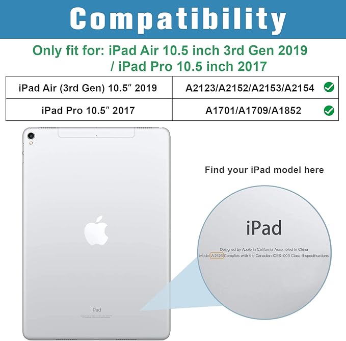 ProCase Smart Case for 10.5” iPad Air 3rd Generation 2019 / iPad Pro 2017, Slim Stand Cover with Translucent Frosted Back for iPad Air 3 -Newblue