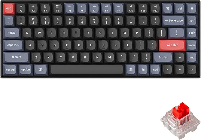 Keychron K2 Pro QMK/VIA Wireless Mechanical Keyboard, Custom Programmable Macro Wired Keyboard with Hot-Swappable K Pro Red Switch White LED Backlight PBT Keycaps for Mac Windows Linux