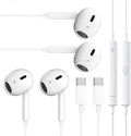 2 Packs USB C Headphones，Type C for iPhone Wired Headphones for iPhone 16/15/17 Earbuds with Mic and Volume Control，Hi-Fi Stereo In Ear Earphones for Galaxy S24/S23~S20/Note 10/20 (White+White)