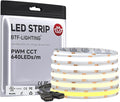 BTF-LIGHTING FCOB COB LED Strip CCT Tunable 3000K-6000K,UL Listed DC24V 16.4FT CRI 90+ Dimmable LED Tape Lights,640LEDs/m Dotless for Bedroom Kitchen Indoor Decor(No Adapter or Controller)