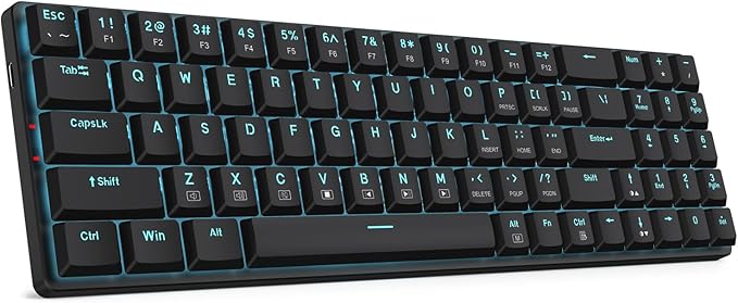 Redragon BS8773 Wireless Keyboard and Mouse Combo, 78 Keys 2.4Ghz Wireless Low-Profile Mechanical Brown Switch Keyboard w/Slim Compact Design & Single Blue Backlit, Comfort Grip 2400 DPI Max Mouse