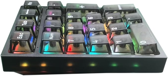 BOYI TD21 Hot Swappable Numpad,21 Keys Mini Numpad Portable Keypad Bluetooth 5.0/2.4GHz/Wired Number Pad Keyboard PBT Keycaps RGB Backlit Type-C Mini Keyboard(Black Transparent Keycaps)