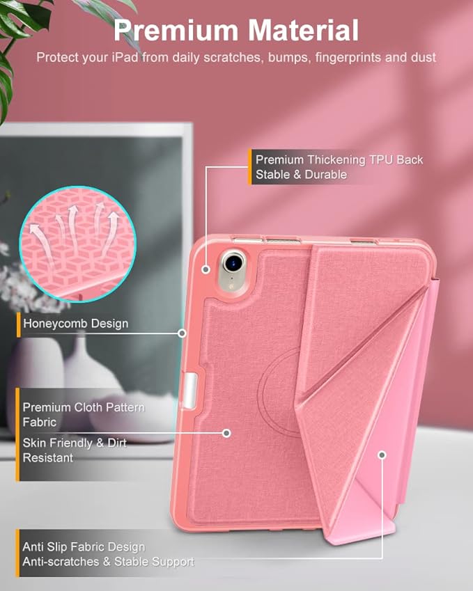 DTTO Case for iPad mini 7 (A17 Pro) 2024 / iPad mini 6 2021 8.3 inch with Pencil Holder, Multi-Angle Magnetic Standing Cover for iPad mini 7th/6th Generation [Auto Wake/Sleep], Pink