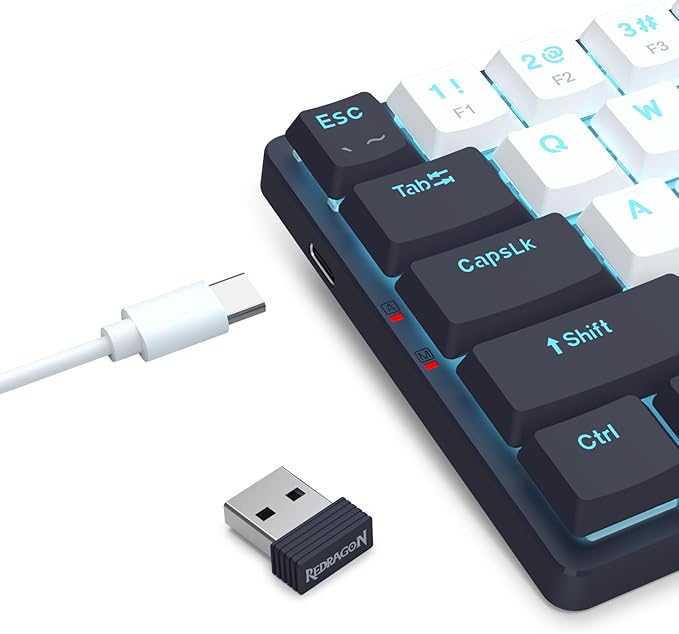 Redragon BS8773 Wireless Keyboard and Mouse Combo, 78 Keys 2.4Ghz Wireless Low-Profile Mechanical Red Switch Keyboard w/Slim Compact Design & Single Blue Backlit, Comfort Grip 2400 DPI Max Mouse