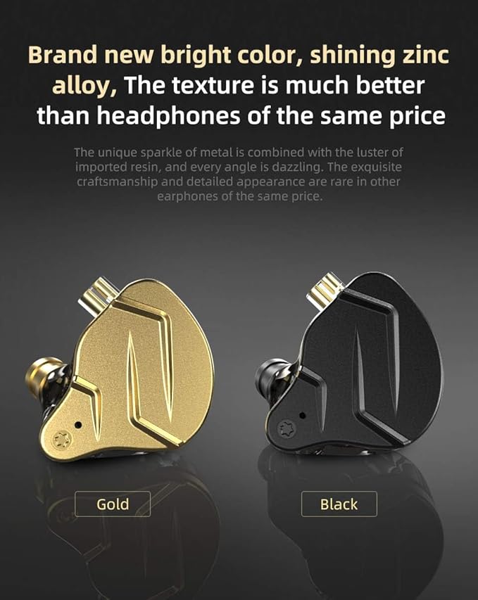 KZ ZSN PRO X HiFi in Ear Monitor IEM Headphones, 1BA 1DD Earbud Headphone Dual Driver Drummer Musician Earphone Stereo Headset with Removable C Pin Cable for Church (NO Mic, Dark Black)……
