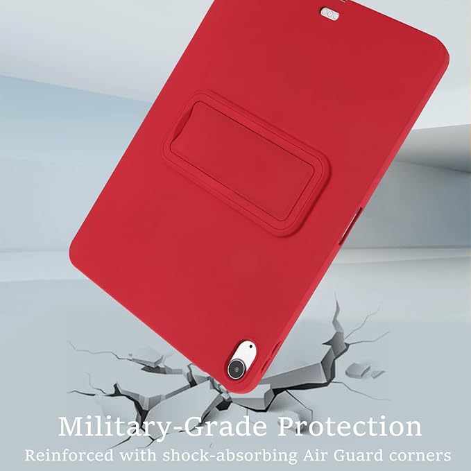 for iPad Air 11-inch M4/M3/M2 (2026/2025/2024) Case, Shockproof Protective Back Cover with Kickstand Slim Shell for Women Men, Red